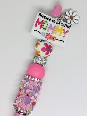 Handmade Blessed To Be Called Mommy Beaded Silicone Focal Bead Pen